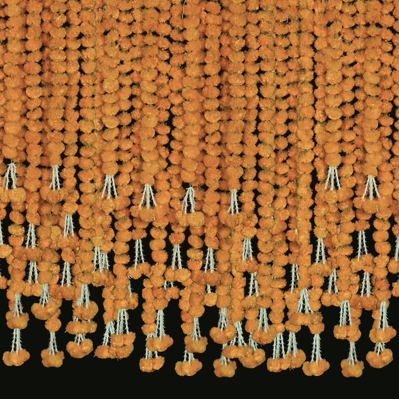 5 PC - 5 Feet Orange Marigold Garland |Indian/American Wedding Party Mantle Decoration, Faux Garlands Wedding Garland, Diwali Decoration, Spring Bush Floral!