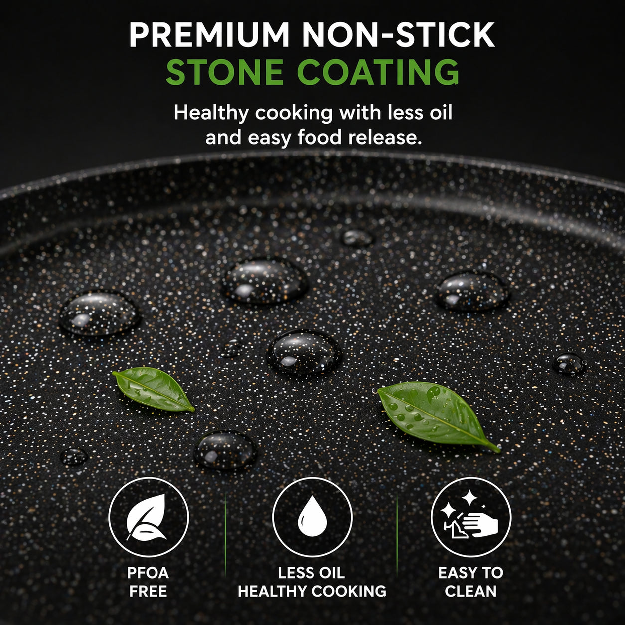 TFS Die Cast Tawa Non Stick – Induction Compatible Flat Dosa Pan, Granite Stone