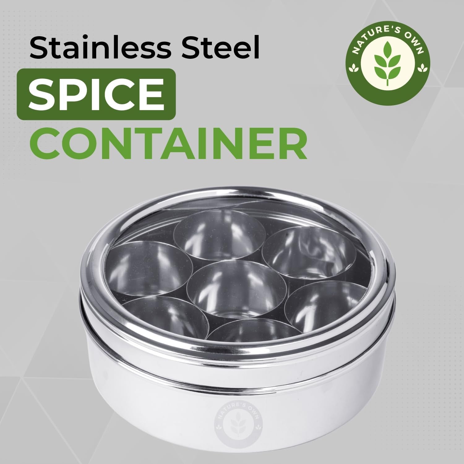 Indian Spice Box - 7 Containers, Stainless Steel Masala Dabba, Large Kitchen Spice Box