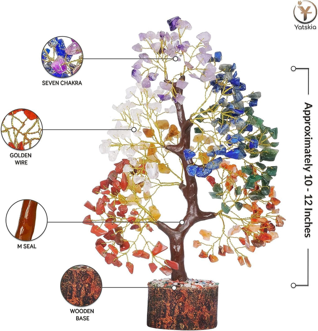 7 Chakra Tree of Life, Birthday Gifts for Women, Crystal Tree Home Office Decor, Healing Crystals Room Decor, House Warming Gifts New Home (10-12 Inch, 300 Beads)