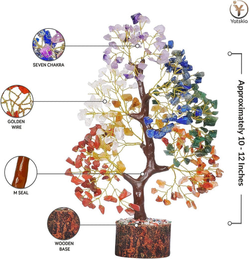 7 Chakra Tree of Life, Birthday Gifts for Women, Crystal Tree Home Office Decor, Healing Crystals Room Decor, House Warming Gifts New Home (10-12 Inch, 300 Beads)