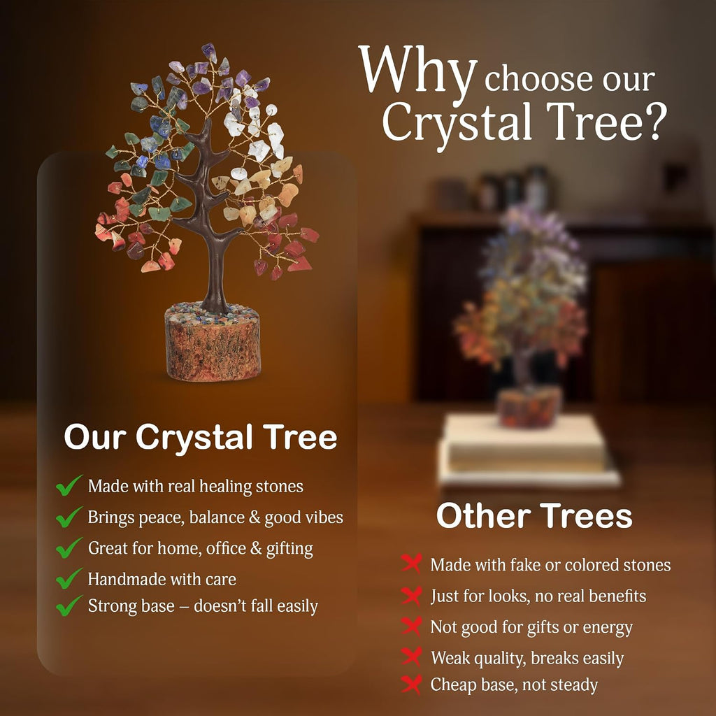 7 Chakra Tree of Life Crystal Tree, Crystals and Healing Stones, Birthday Gifts for Women, Home Office Decor, Gemstone Tree, Crystal Gift (7-8 Inch)