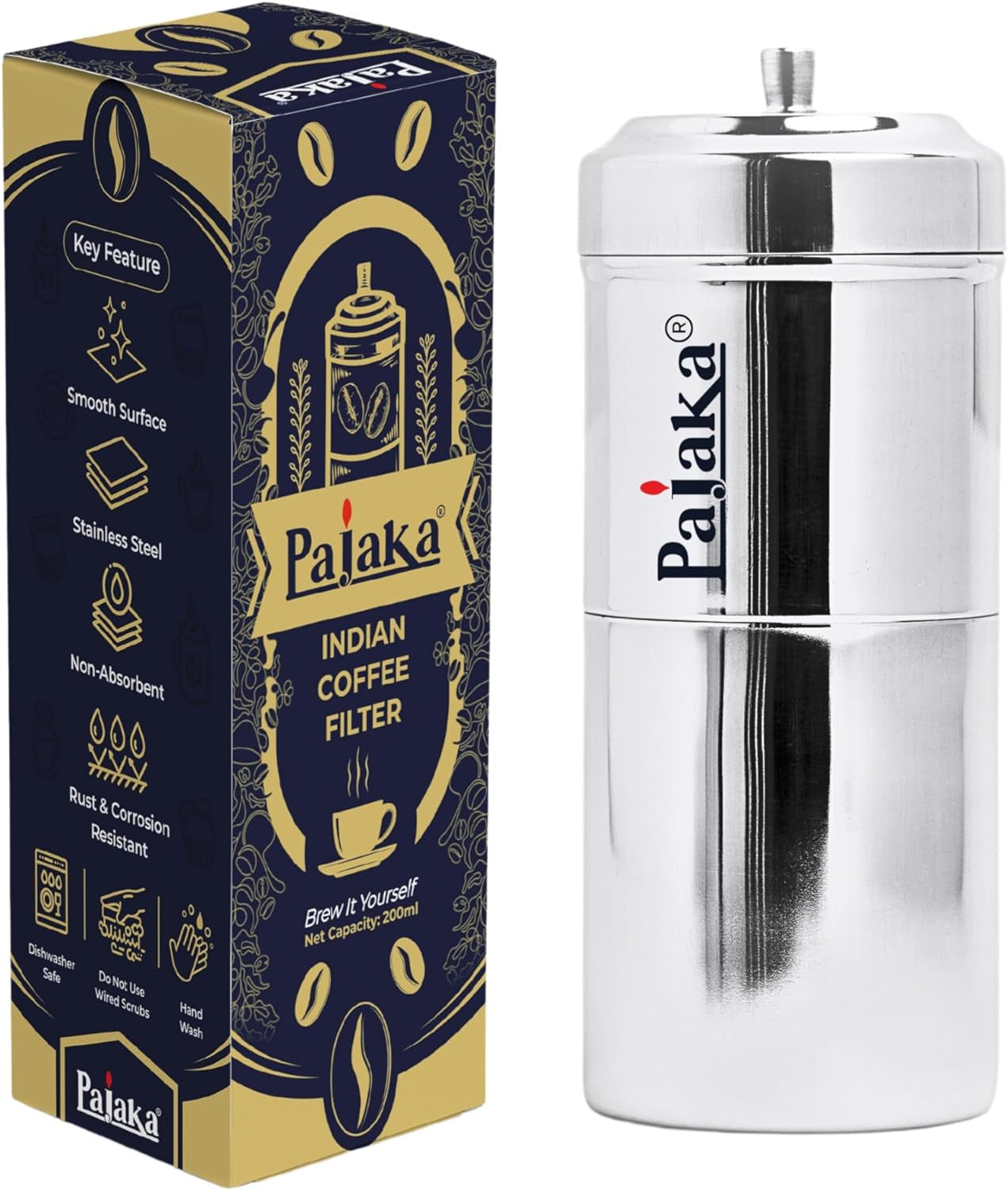 Retail Hub Stainless Steel South Indian Coffee or Kappi Filter & Drip Maker Silver Small Size for Home & Kitchen