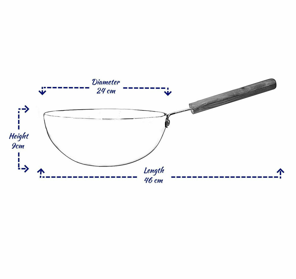 Aluminium Deep Biryani Pan with Wooden Handle 24Cm Restaurant Catering Flat Base
