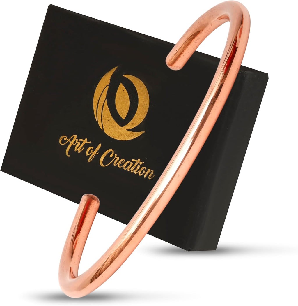 Pure Copper Bracelet Handmade Cuff for Men and Women Plain Solid Bangle Adjustable Kada from India…