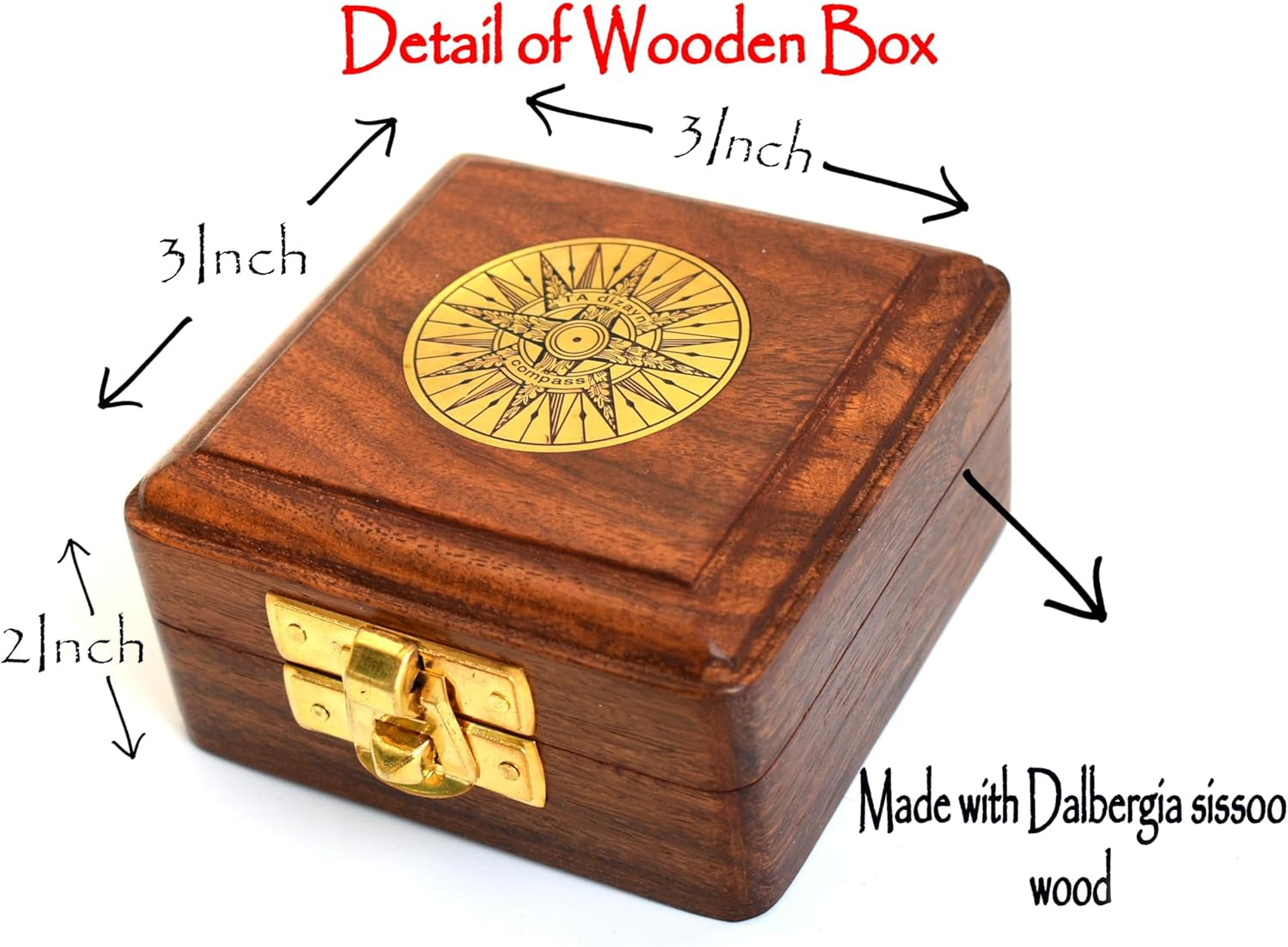 Antique 3" Indian Rosewood Keepsake Wooden Box -Decorative Vintage Storage Box - Antique