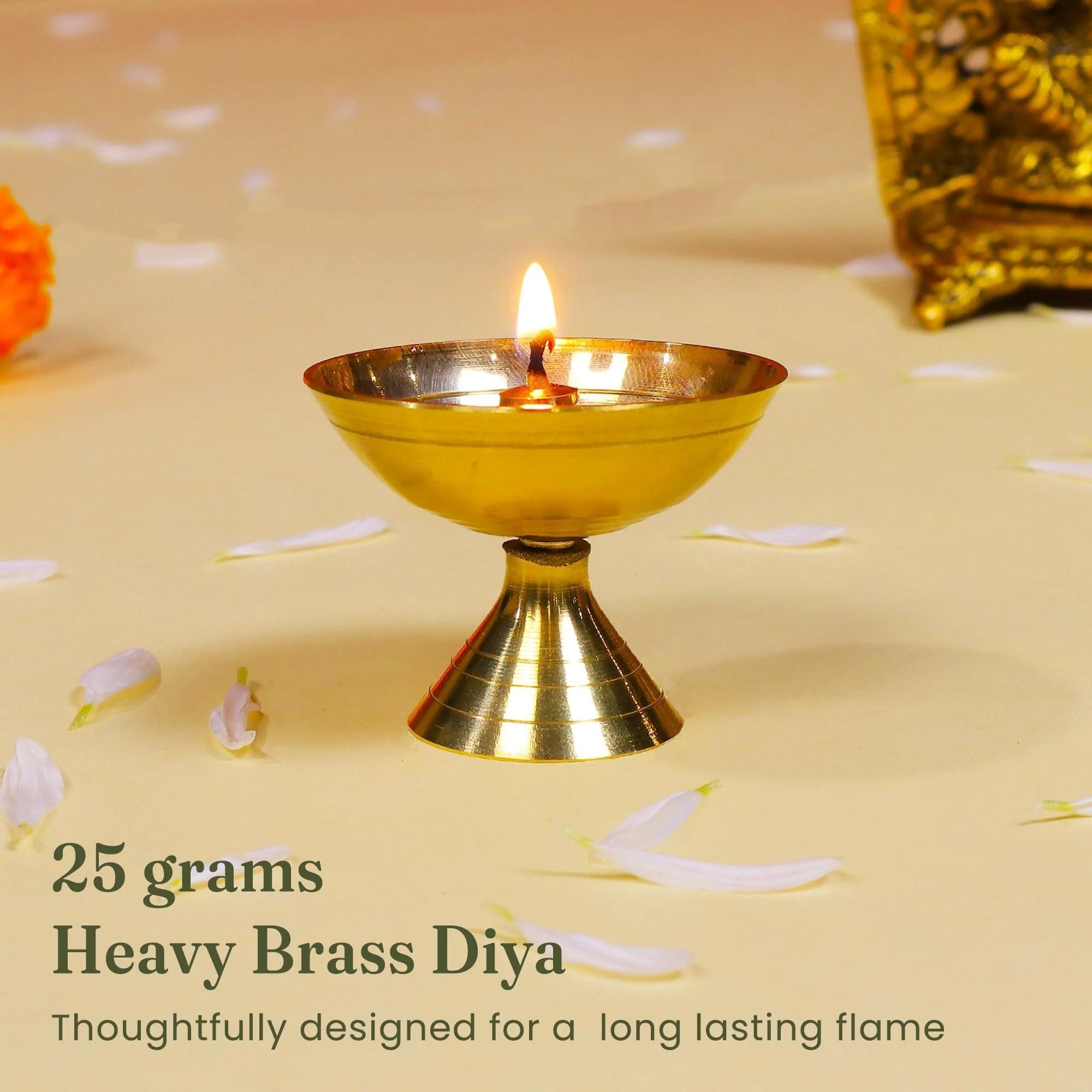 Handcrafted Paro Pyali 2.2 Inch Brass Diya for Pooja Premium Brass Gold Finish Oil Diya Lamp for Home Temple & Festivals Rust Resistant Diwali Puja Decorations for Home
