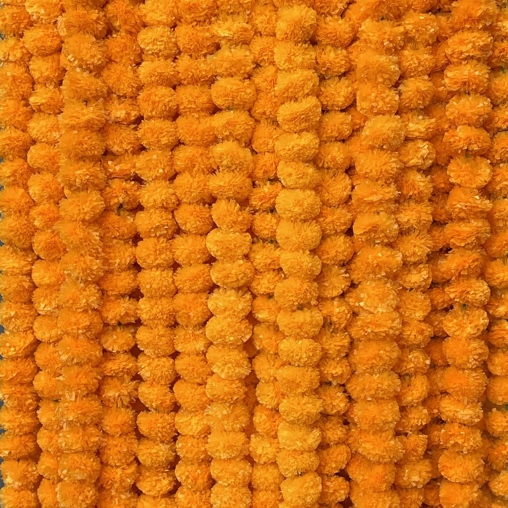 5 PC - 5 Feet Marigold Garland |Indian/American Wedding Party Mantle Decoration, Faux Garlands Wedding Garland, Diwali Decoration, Spring Bush Floral!
