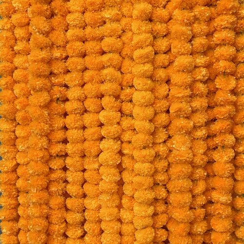 5 PC - 5 Feet Marigold Garland |Indian/American Wedding Party Mantle Decoration, Faux Garlands Wedding Garland, Diwali Decoration, Spring Bush Floral!
