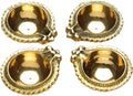 Set of 4 Diya Deepak Pooja Diya Puja Item Brass Oil Lamp Pooja Essential for Indian Traditional Festival Laxmi Poojan New Year Decorations Aarti Lighting Accessories Gift Lantern(Size:-2")(Golden)