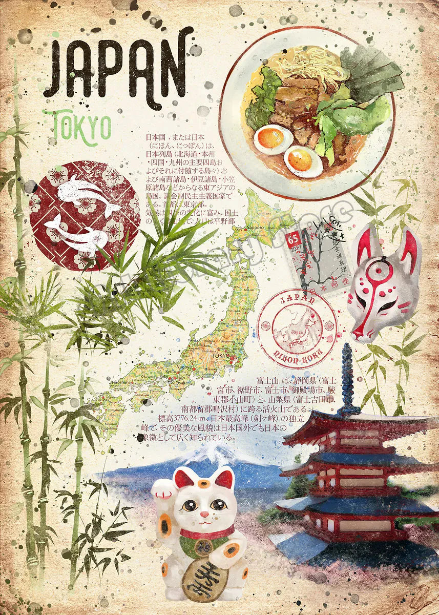 Abstract World Classic Food Travel Map Indian,Mexico,Japanese Food Poster Canvas Painting Wall Art Pictures Home Kitchen Decor
