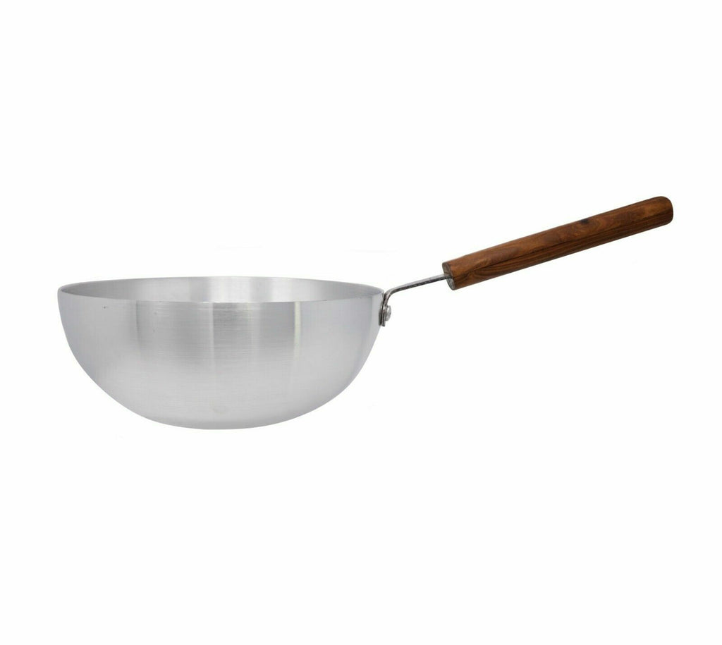 Aluminium Deep Biryani Pan with Wooden Handle 24Cm Restaurant Catering Flat Base