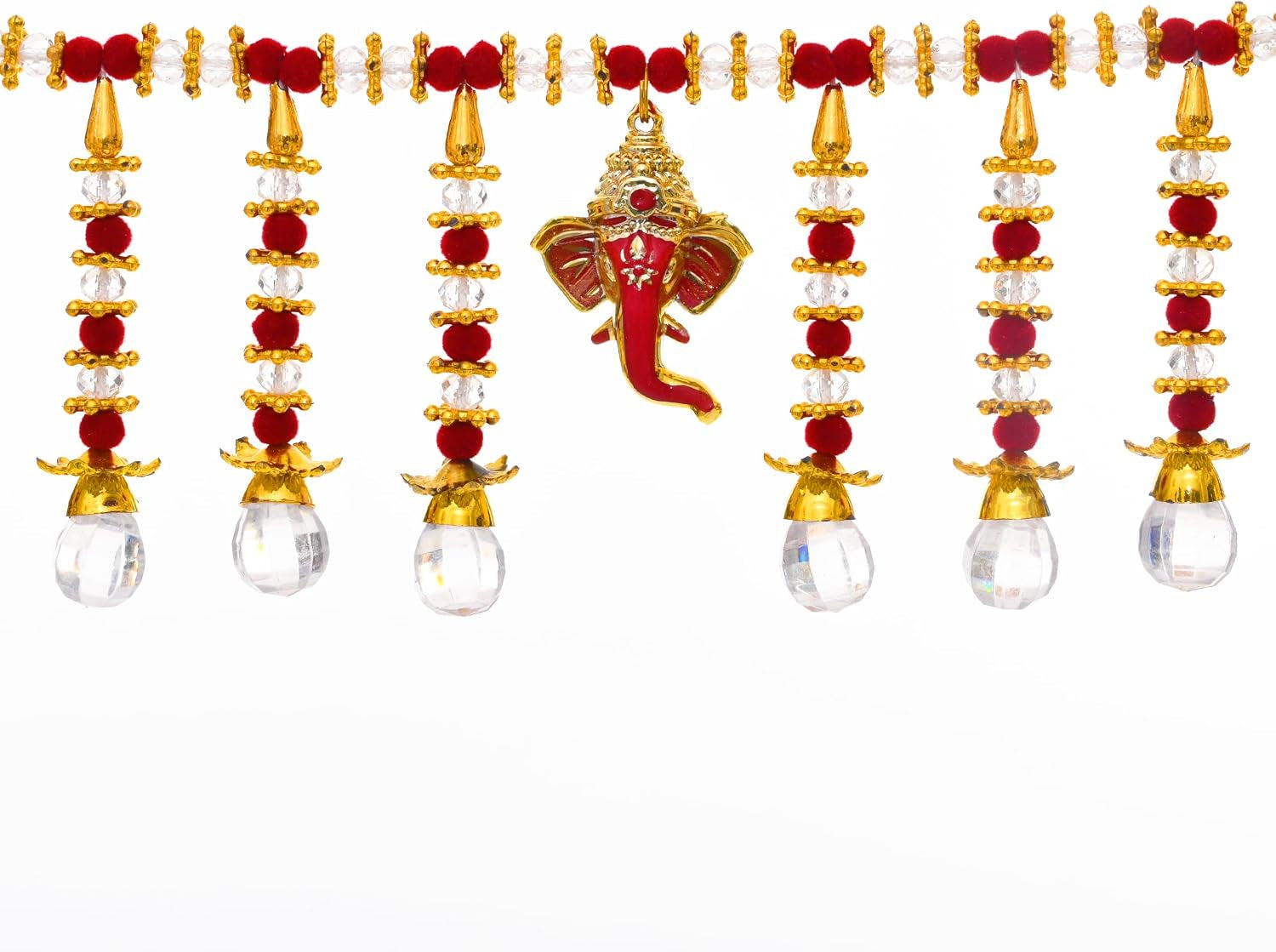 Toran Bandanwaar Decorative Hanging for Wall Door Home Temple Festival Wedding Function Party Decoration Décor and Gifting (White and Brown Beads)