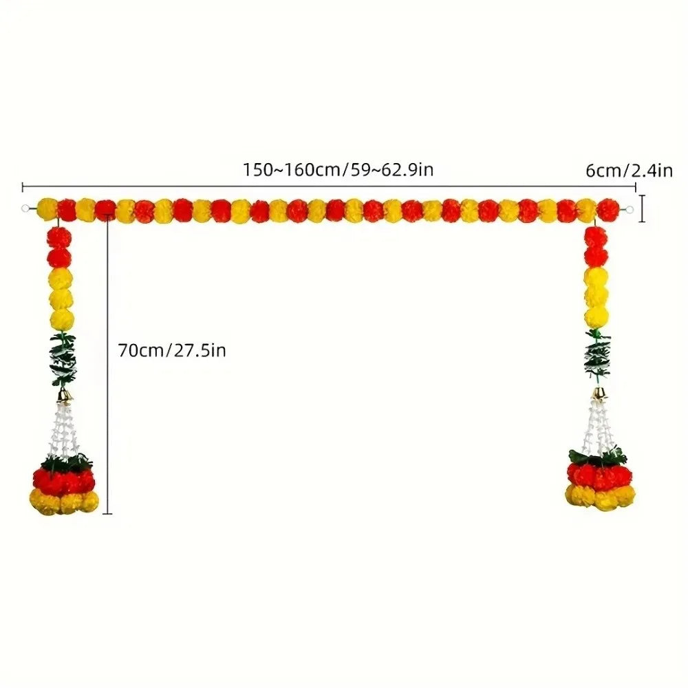 Long Strands Artificial Marigold Garland Indian Décor Pooja Diwali Fiesta Pooja Marigold Flowers Bendable Pooja Wedding
