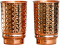Pure Copper Hammered Drinking Cups - Ayurvedic Health Tumblers – 2 Pcs. Set -LACQUER Free (11.8 US Fl Oz) Traveller'S Copper Cups for Ayurveda Health Benefits (Hammered)