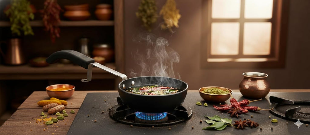 Hard Anodized Tadka Pan – Tempering Pan for Indian Cooking, Mini Saucepan for Butter Melting, Sauce, Glaze & Spices – Durable, Lightweight, Scratch Resistant, Easy to Clean, Multipurpose Kitchen Tool