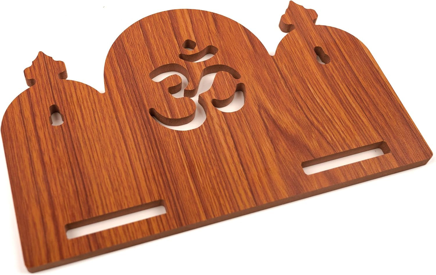Wooden Wall Mounted Hanging Table Top Temple Pooja Mandir God Stand Shelf for Storage and Idols Decoration for Home Office and Gifting (Brown- Om Design2)