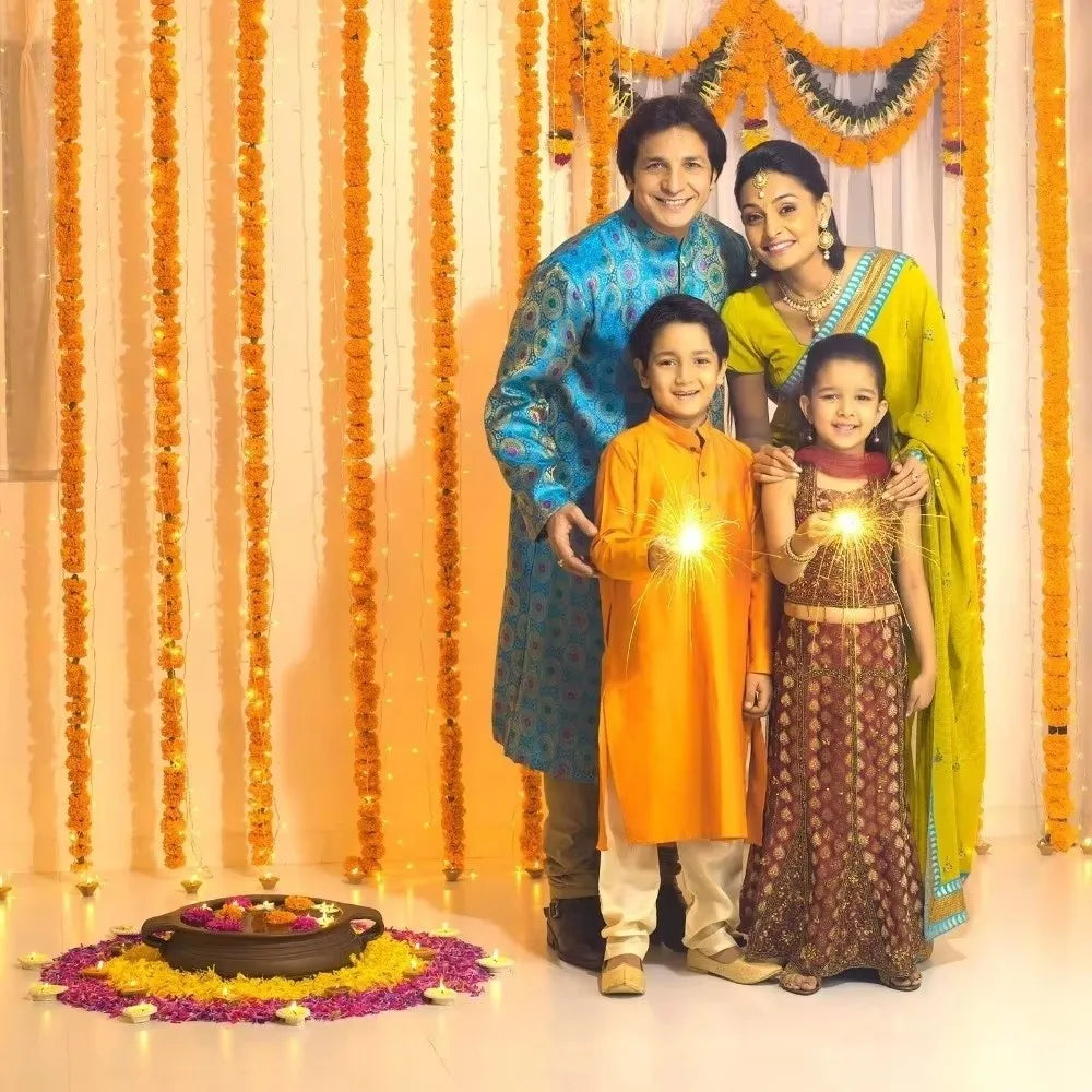 Long Strands Artificial Marigold Garland Indian Décor Pooja Diwali Fiesta Pooja Marigold Flowers Bendable Pooja Wedding