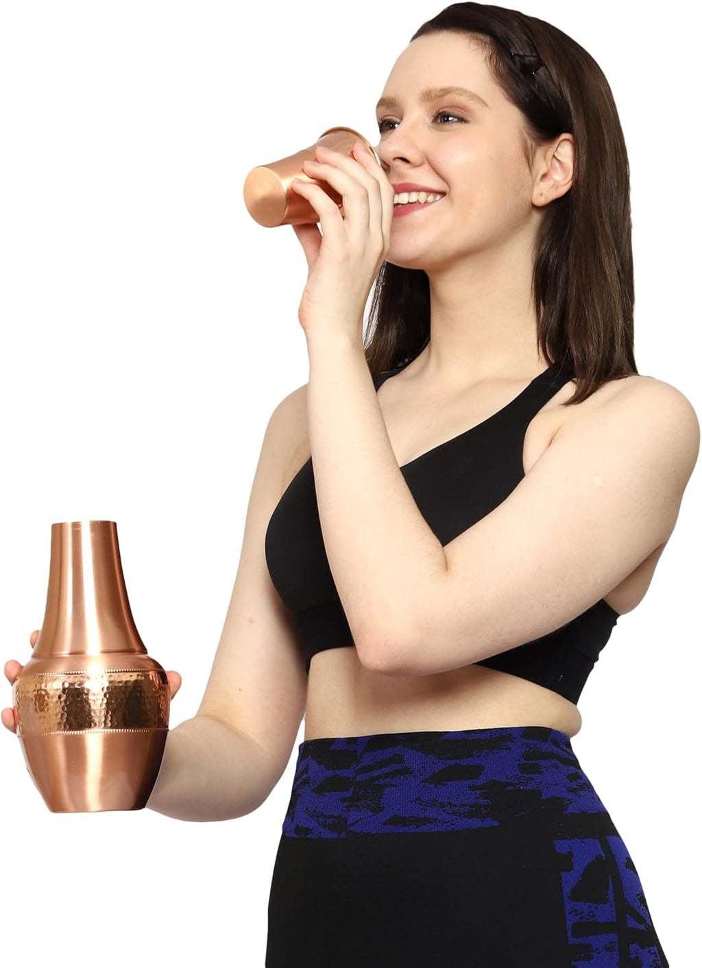 Pure Copper Bedside Water Carafe with Tumbler, for Ayurveda Health Benefits - Capacity - 1.4 Lt. (47.3 US Fluid Ounce)