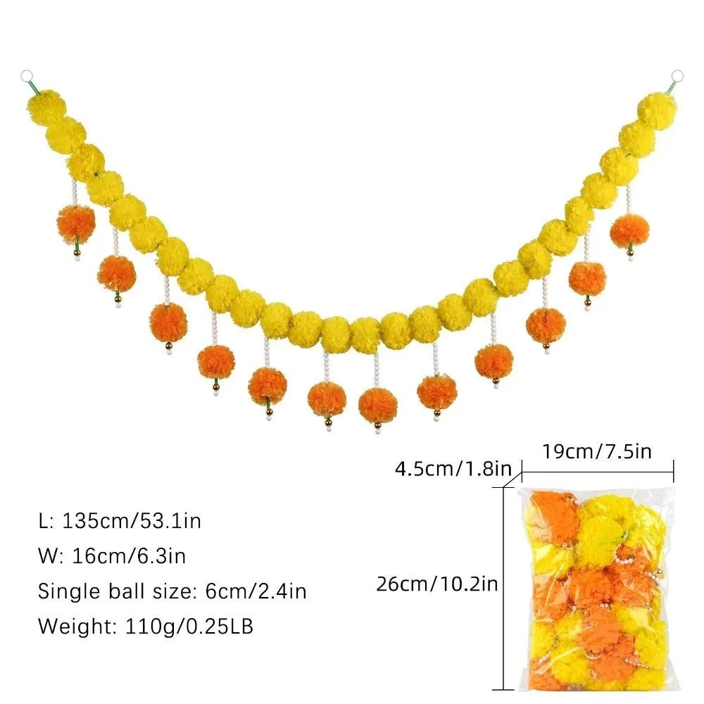 Long Strands Artificial Marigold Garland Indian Décor Pooja Diwali Fiesta Pooja Marigold Flowers Bendable Pooja Wedding