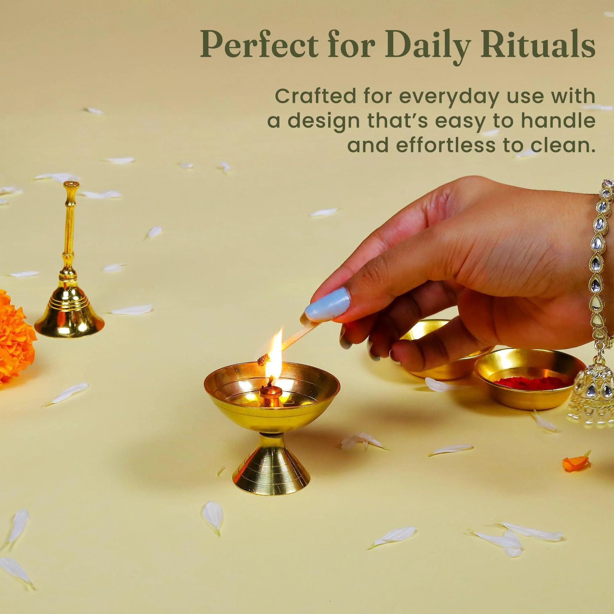 Handcrafted Paro Pyali 2.2 Inch Brass Diya for Pooja Premium Brass Gold Finish Oil Diya Lamp for Home Temple & Festivals Rust Resistant Diwali Puja Decorations for Home