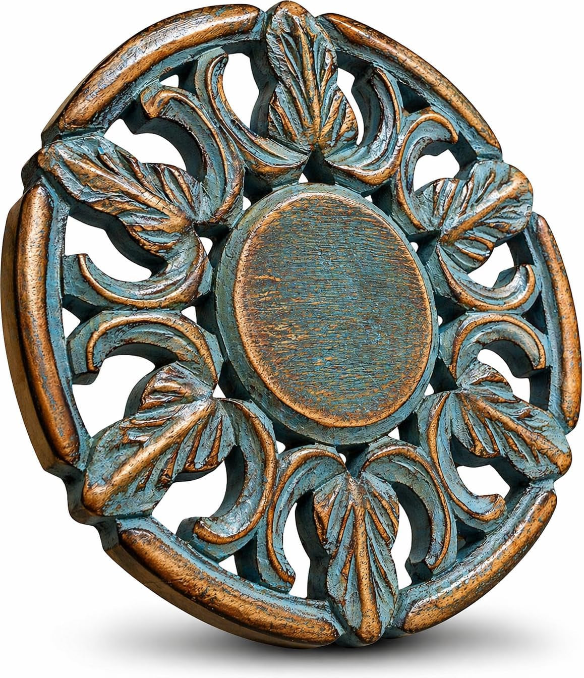 Handmade Wooden Trivet for Hot Dishes Plates & Pots Holder Hot Pad for Kitchen & Dining Table Decor Cookware Heat Resistant Rustic Decorative Carvings Tabletop Home & Dining Table Essentials (Blue)