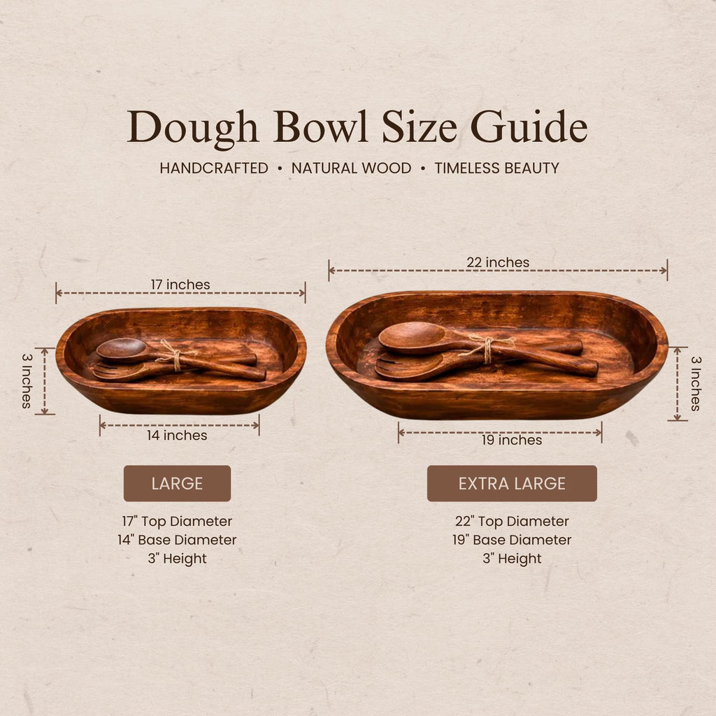 Handmade Dough Bowl: Large and XL Carved Wooden Centerpiece for Thanksgiving Hosting Gift