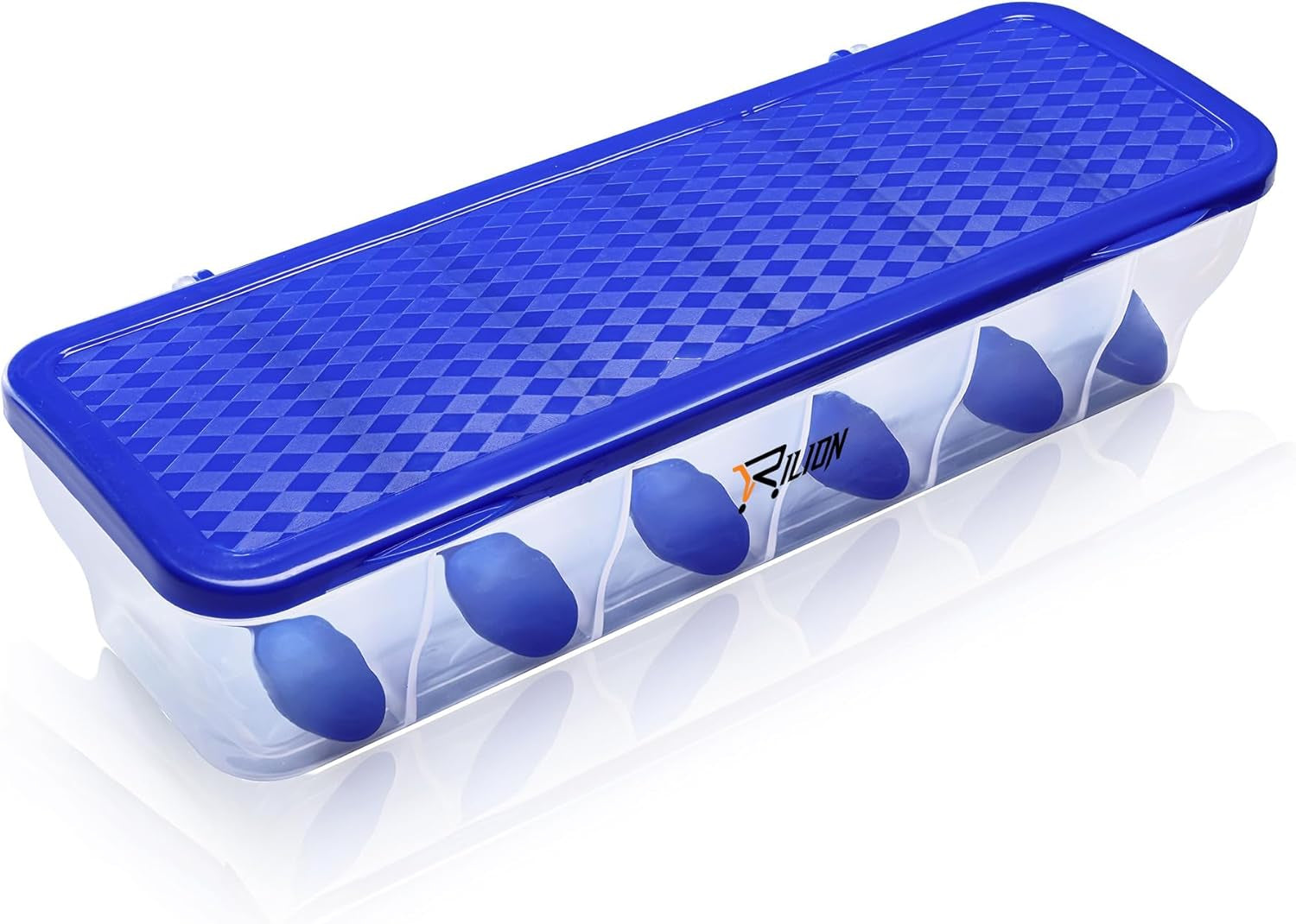 Multipurpose 6-In-1 Masala Box for Kitchen| Airtight Bpa-Free Plastic 6 Section Storage Container with 6 Spoons, 1800 Ml Transparent Pickle Box for Spices| Dry Fruits, Snacks Pack of 1 Blue