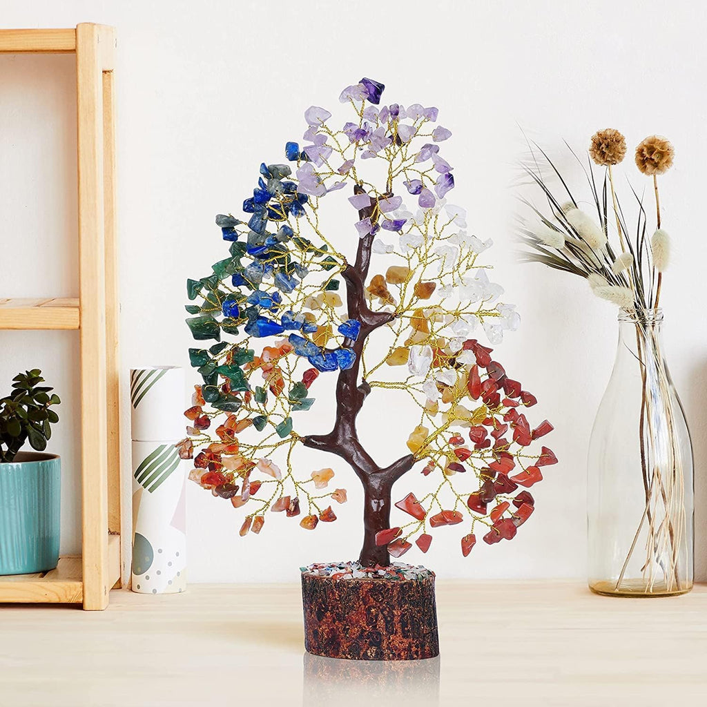 7 Chakra Tree of Life, Birthday Gifts for Women, Crystal Tree Home Office Decor, Healing Crystals Room Decor, House Warming Gifts New Home (10-12 Inch, 300 Beads)