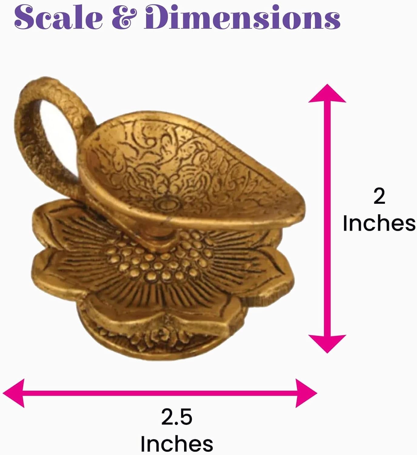 Brass Finish Lotus Diya - Lightweight Aluminum Oil Lamp for Home Pooja Room, Indian Mandir Decor, Diwali & Housewarming Return Gifts 1 Pc