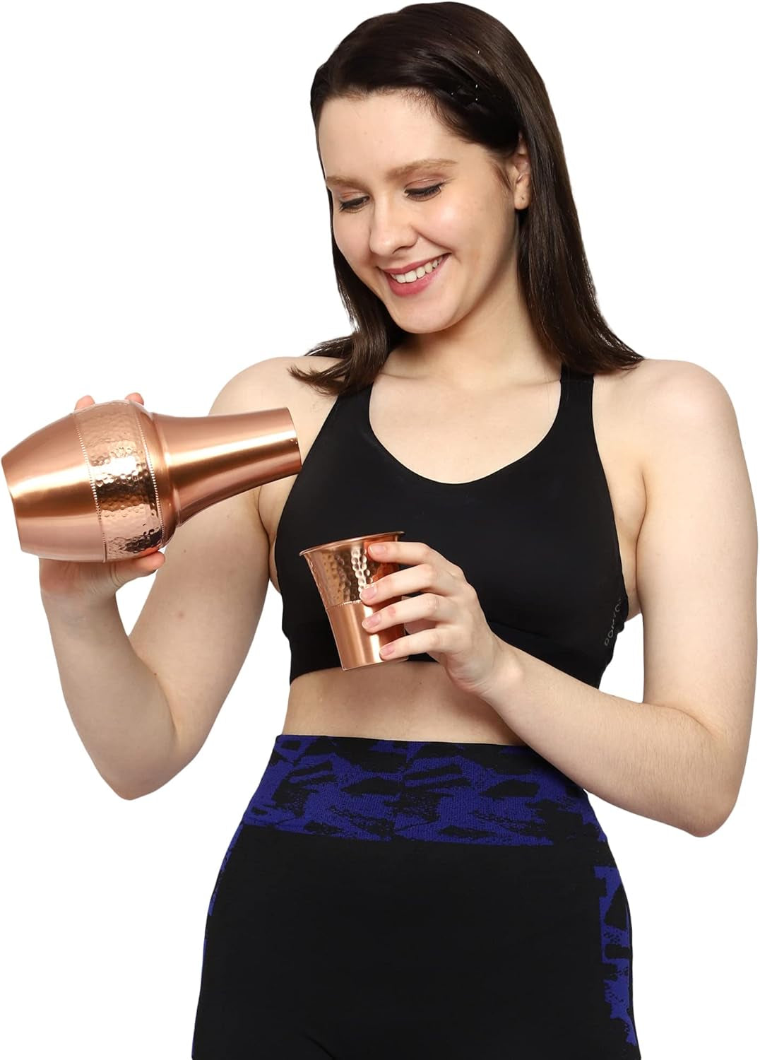 Pure Copper Bedside Water Carafe with Tumbler, for Ayurveda Health Benefits - Capacity - 1.4 Lt. (47.3 US Fluid Ounce)