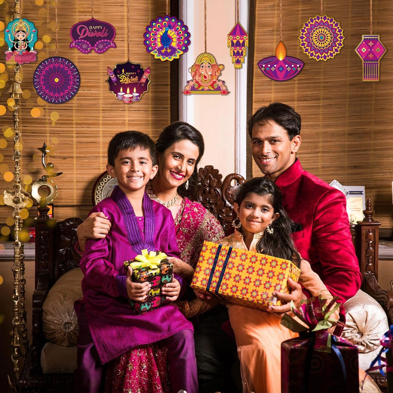 10 Pcs Diwali Rangoli Wooden Diwali Decorations for House, Indian Pooja Decorations for Diwali, Navratri, Wedding, Ganesh Pooja