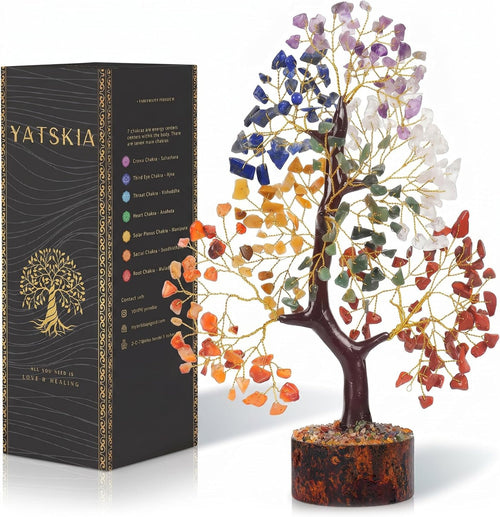 7 Chakra Tree of Life, Birthday Gifts for Women, Crystal Tree Home Office Decor, Healing Crystals Room Decor, House Warming Gifts New Home (10-12 Inch, 300 Beads)