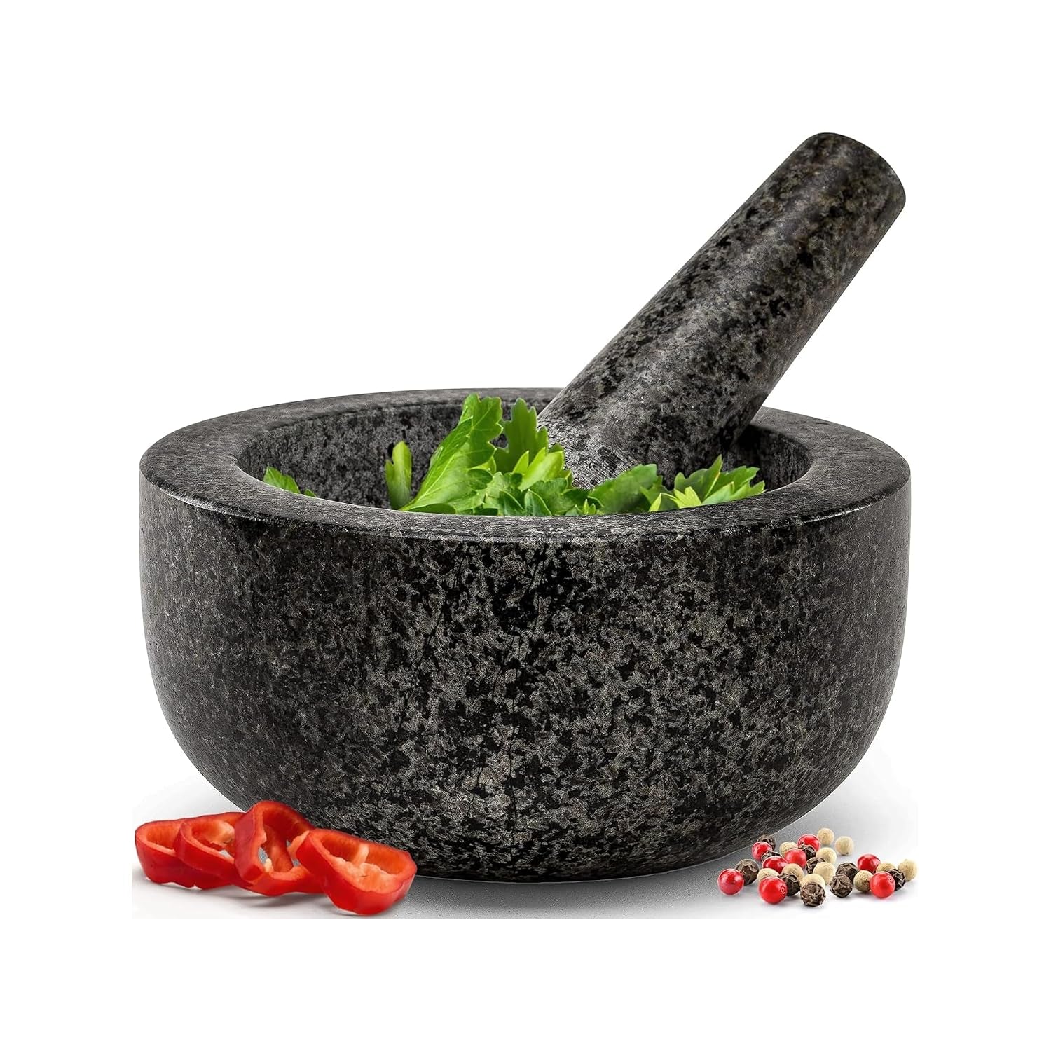 Pestle and Mortar Set – Premium Solid Natural Stone, Essential for Kitchen Essentials & Culinary Creations – Durable and Elegant Design by