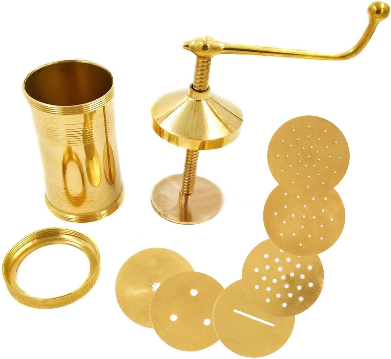 Eternals Manual Pasta Maker Machine, Brass, for Idiyappam, Murukku, Farsan Sev