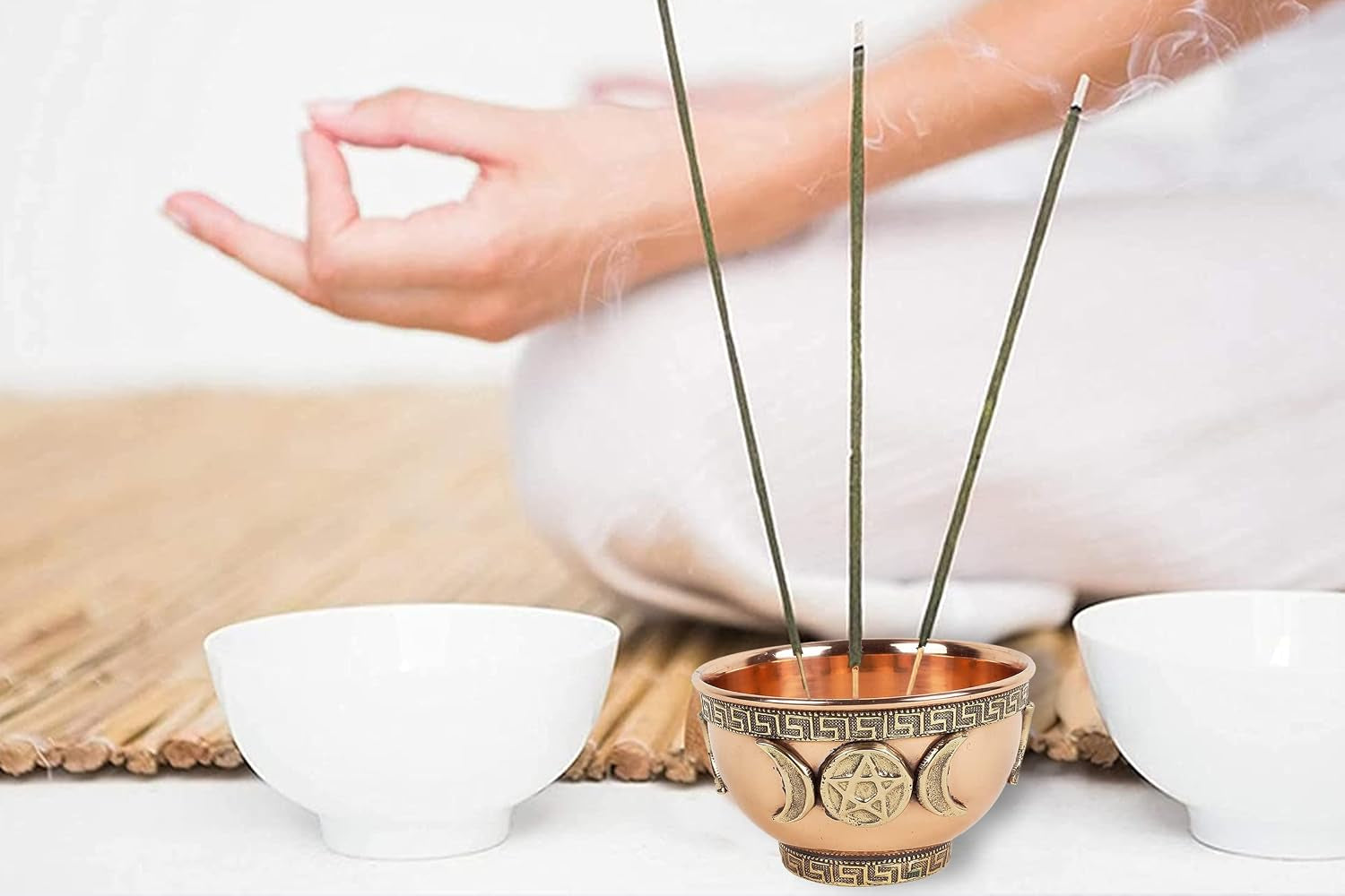 Small Altar Witchcraft Serving, Offering or Smudging Bowl (Triple Moon Bowl), Copper