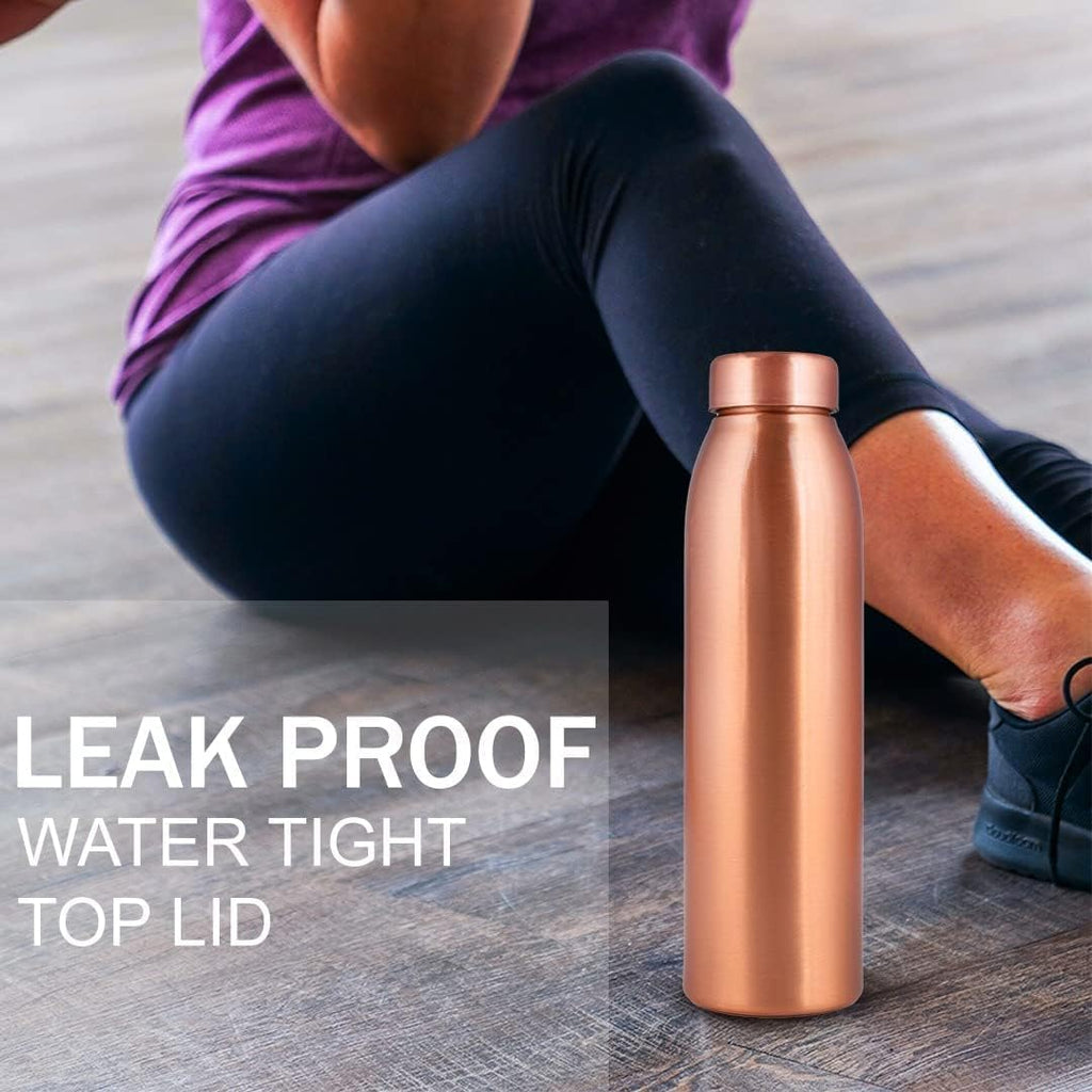 , Copper Water Bottle 1L - Gift Box of 3, Plain 2, Hammered 1, an Ayurvedic Vessel Made of Pure Copper - Helps You Drink More Water with Many Health Benefits