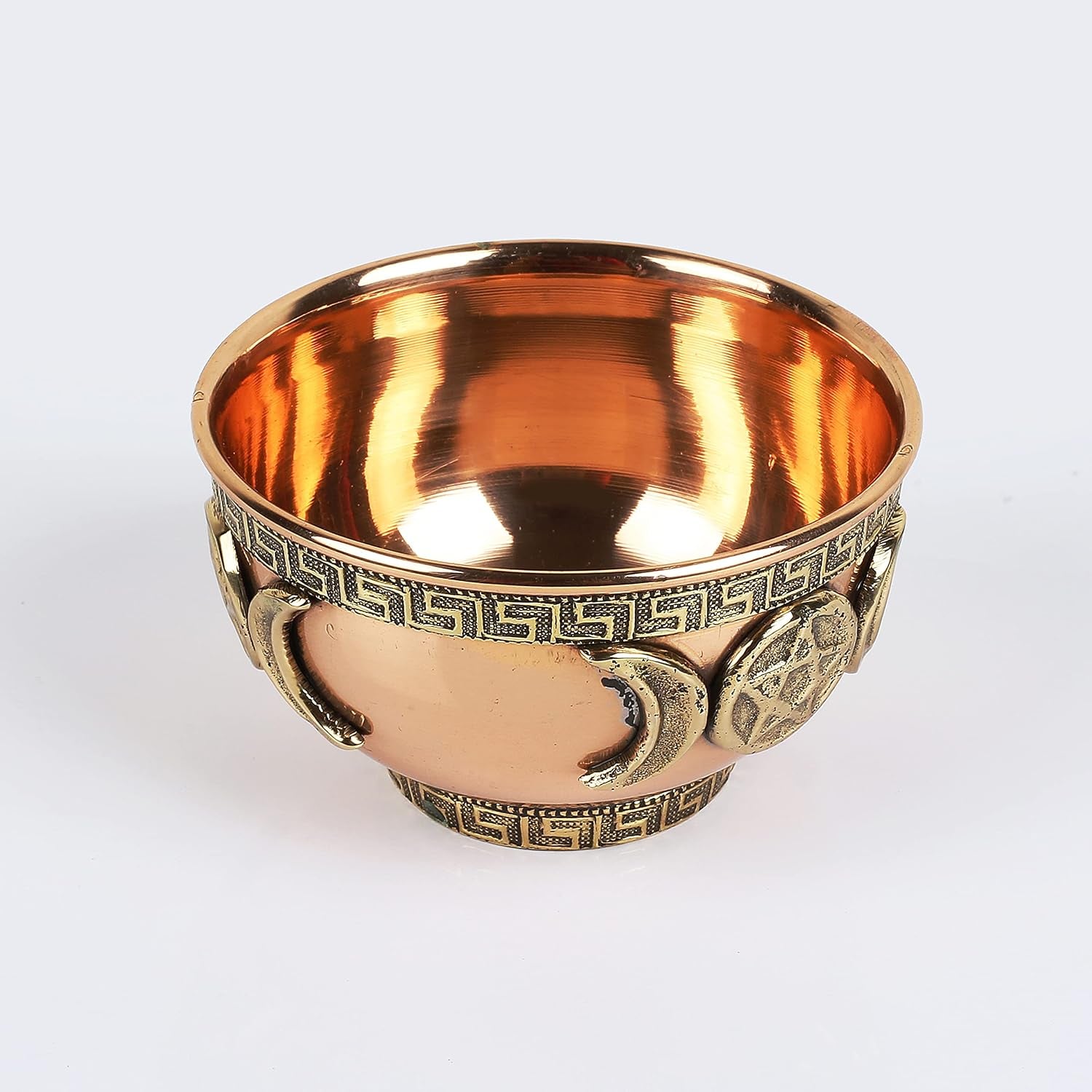 Small Altar Witchcraft Serving, Offering or Smudging Bowl (Triple Moon Bowl), Copper