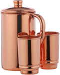 Copper Pitcher 50.72 Oz with 2 Tumblers Set | Pure Copper Water Jug & Tumblers Set for Home & Wellness, Plain Finish Handcrafted for Daily Hydration & Natural Living