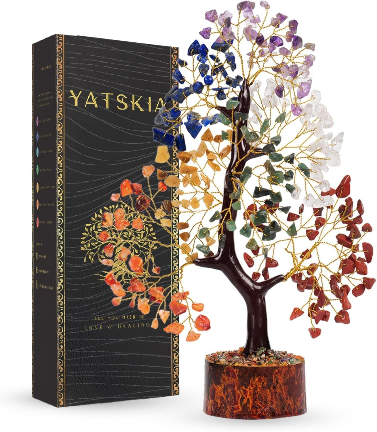 7 Chakra Tree of Life, Birthday Gifts for Women, Crystal Tree Home Office Decor, Healing Crystals Room Decor, House Warming Gifts New Home (10-12 Inch, 300 Beads)
