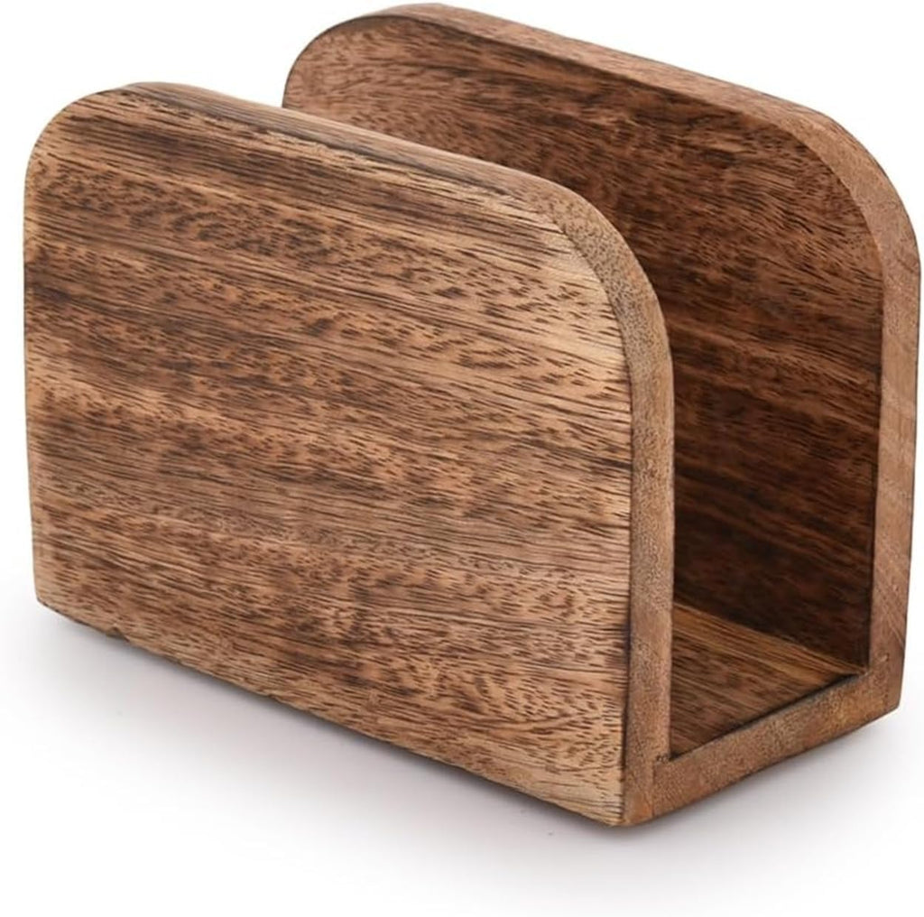 Mango Wood Napkin Holders Burning Finish for Kitchen Upright Paper Napkin Storage Dispenser House, Party, Restaurant, Hotel, Cafe, Bar Pack of 2 Pcs