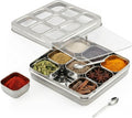 Masala Dabba (Spice Box) | Authentic Indian Style Stainless Steel Masala Dabba | with 9 Removable Compartments & 2 Spoons | See through Lid | See through Additional Inner Protection | 23.5 Cm