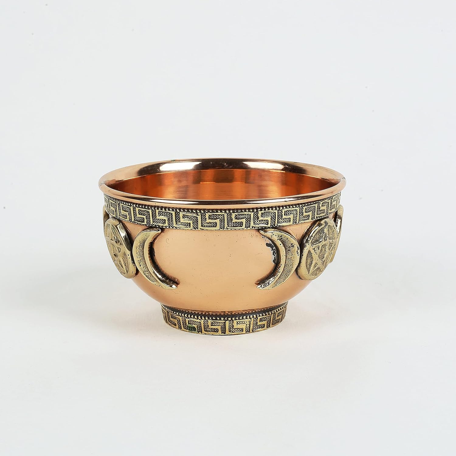 Small Altar Witchcraft Serving, Offering or Smudging Bowl (Triple Moon Bowl), Copper