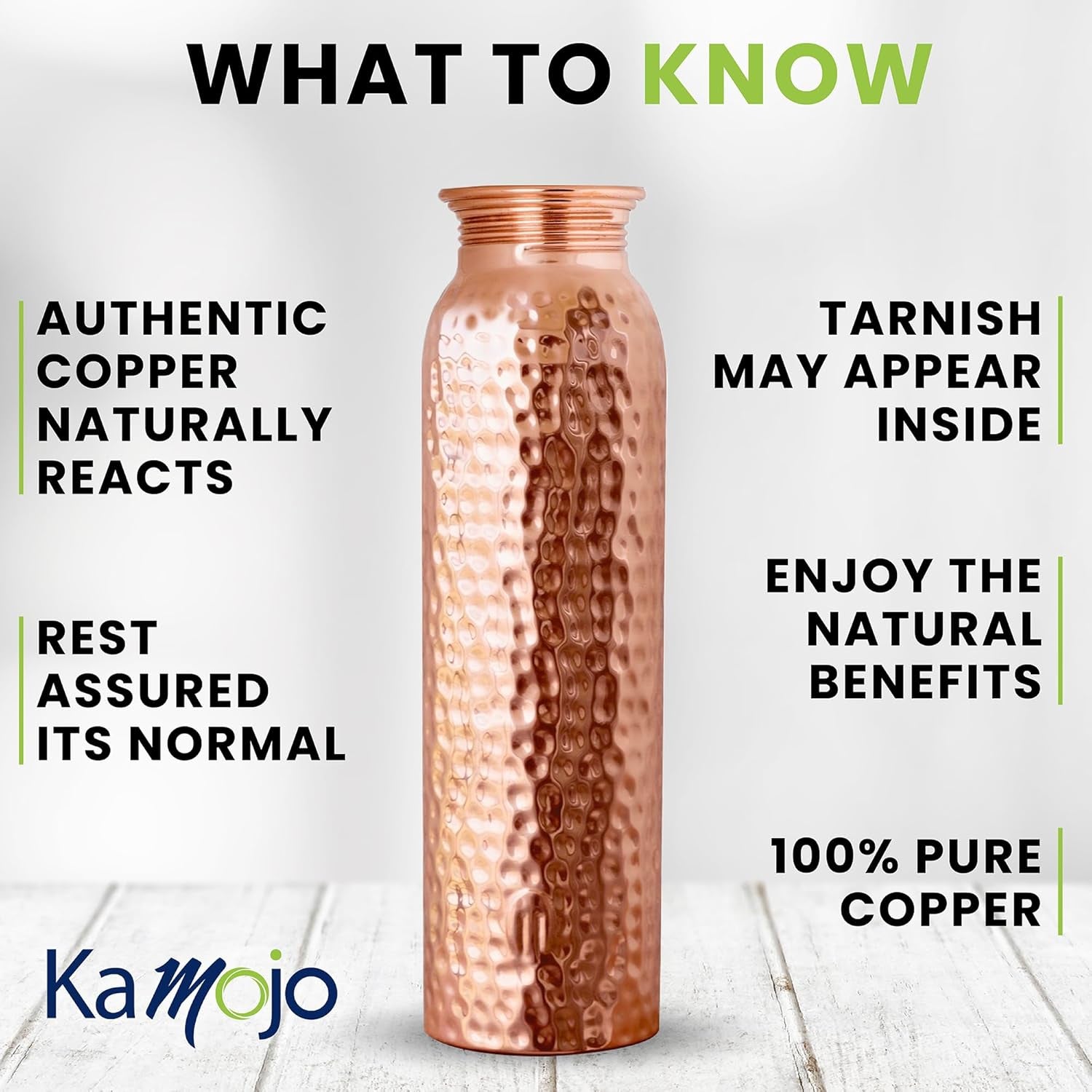 Pure Copper Water Bottle for Drinking Water – 100% Hammered Tumbler with Flip-Top Push Button Lid, Copper Straw & Insulating Sleeve – Handcrafted Ayurvedic Cup 32 Oz