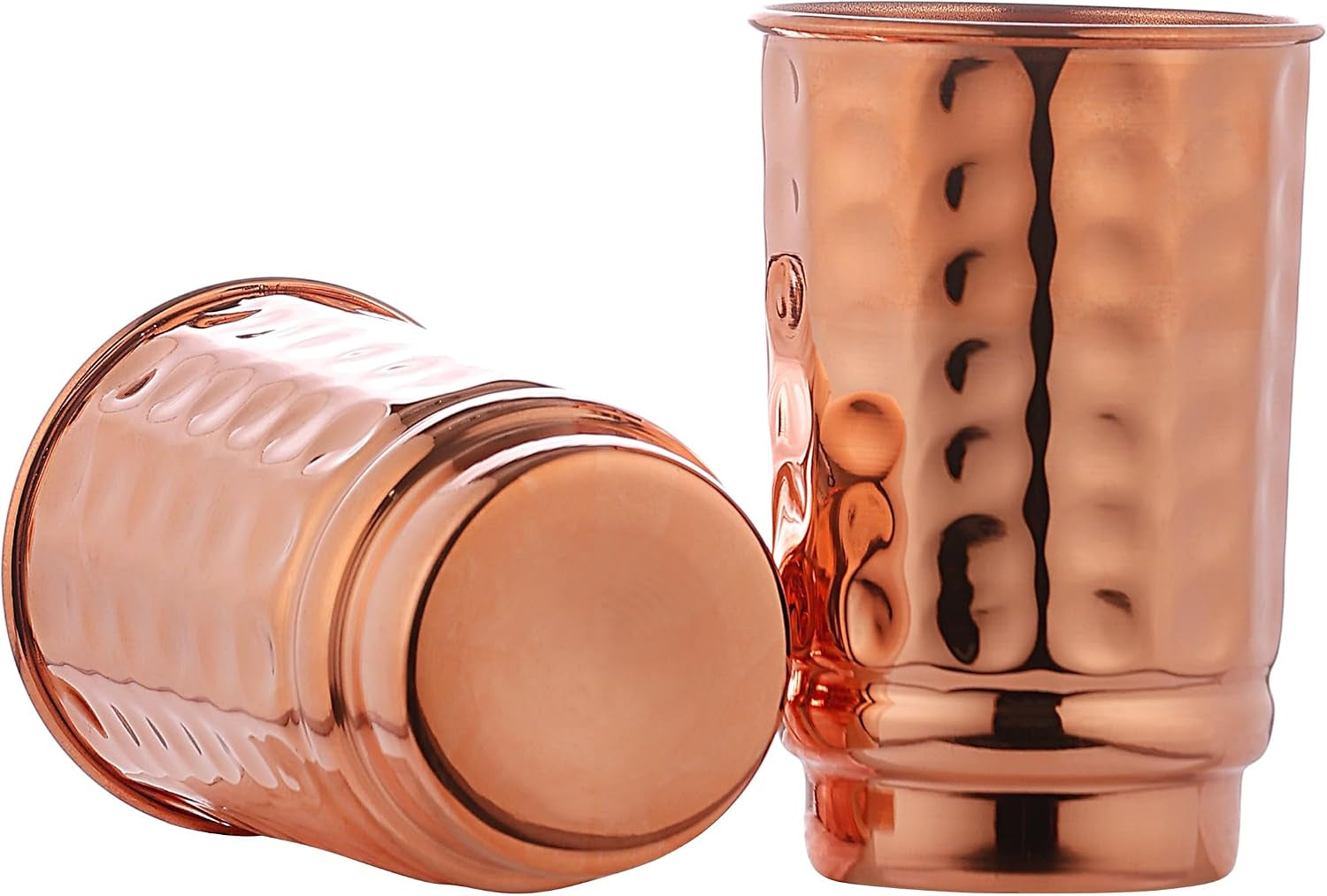 Hammered Pure Copper Tumblers Set of 2, for Ayurveda Health Benefits Unlined, UNCOATED and Lacquer Free - 350 Ml Capacity
