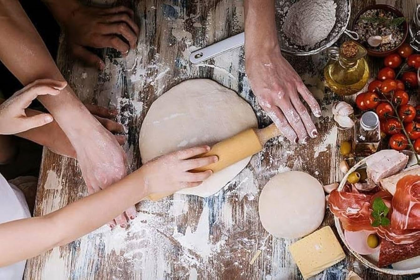 Natural Wooden Non-Stick Rolling Pin for Baking – Perfect for Pie, Cookies,Fondant, Pizza, Pastry Dumpling & Roti-Poori | Classic Belan for Dough Rolling |14 Inches