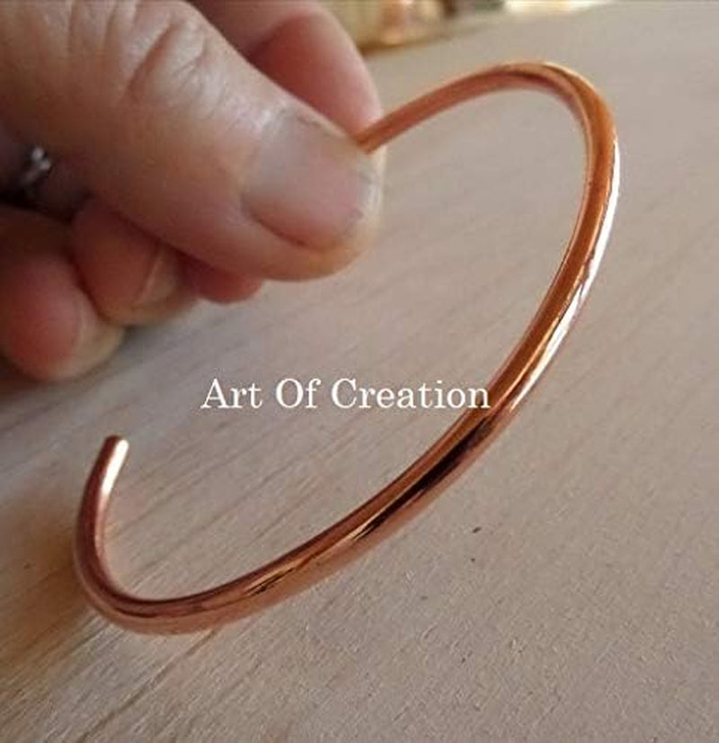 Pure Copper Bracelet Handmade Cuff for Men and Women Plain Solid Bangle Adjustable Kada from India…