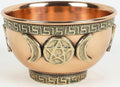 Small Altar Witchcraft Serving, Offering or Smudging Bowl (Triple Moon Bowl), Copper