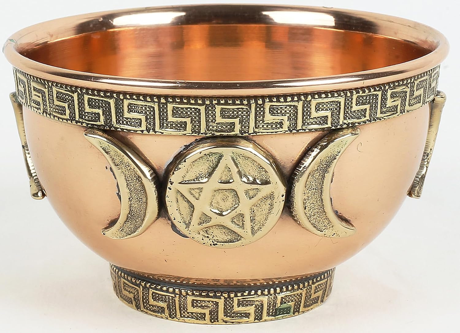 Small Altar Witchcraft Serving, Offering or Smudging Bowl (Triple Moon Bowl), Copper