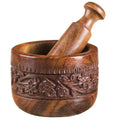Mother'S Day Gifts Handmade Natural Wooden Mortar & Pestle Mixing Grinder Set for Garlic Press, Coffee Grinder, Ginger Crusher, Spice Grinding & Kitchen 4 Inch Diameter